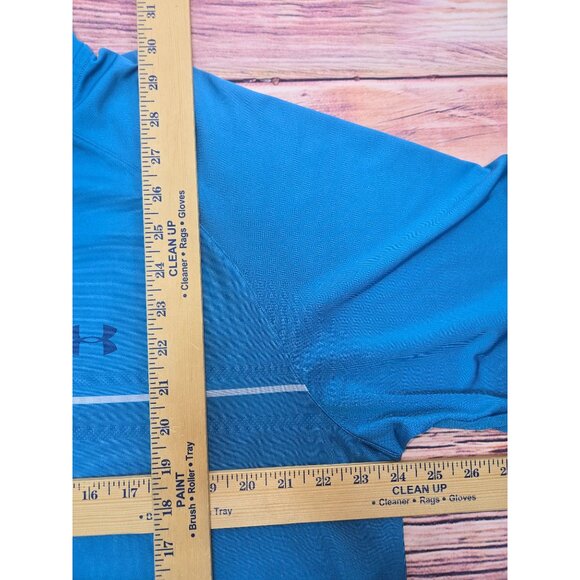 Under Armour Mens Heatgear Polo XL Loose Fit Blue Stripe Design - Picture 9 of 9